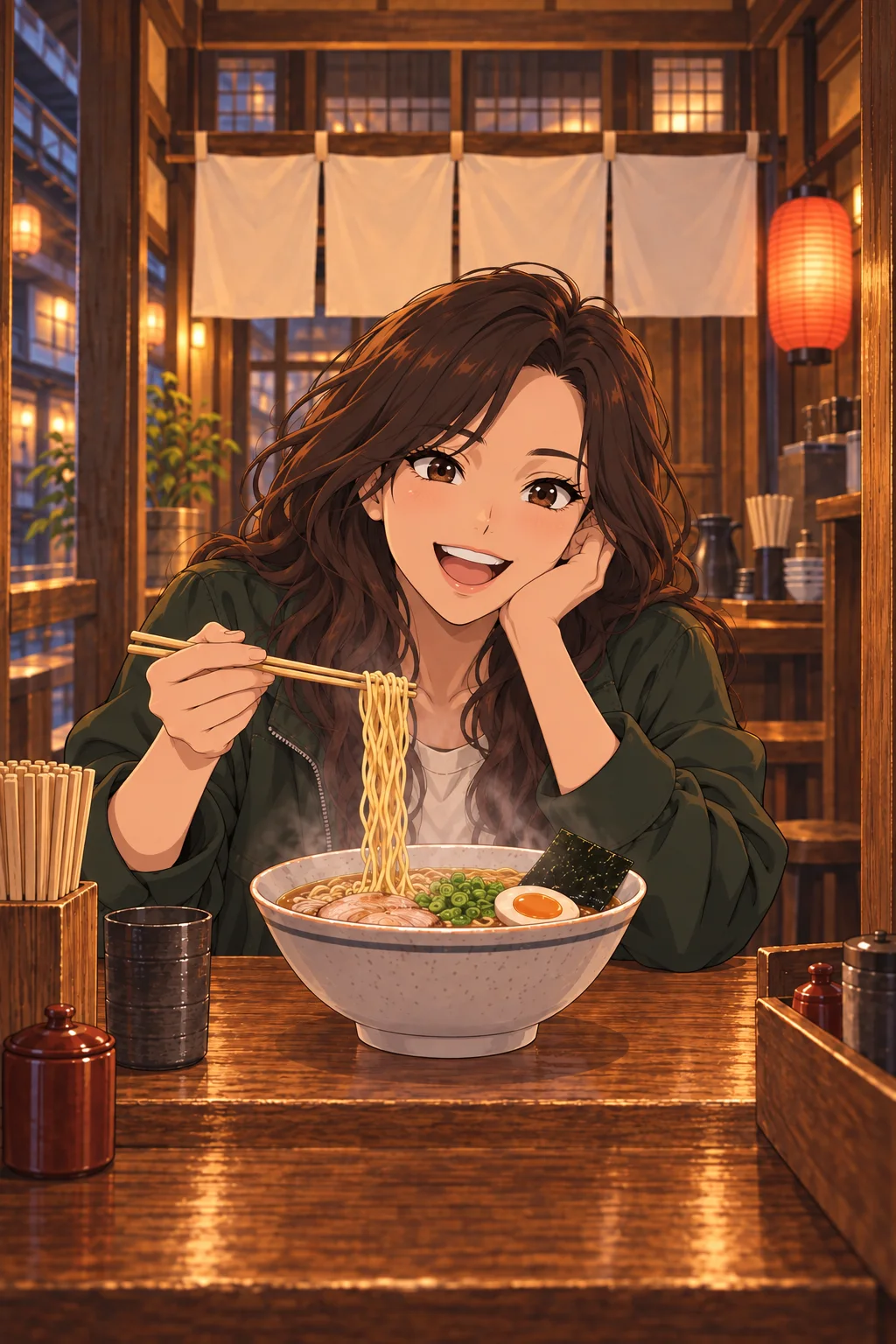 Przerwa na ramen — Szablon sceny. W Twoim obrazie: 1 osoba z przesłanych zdjęć.