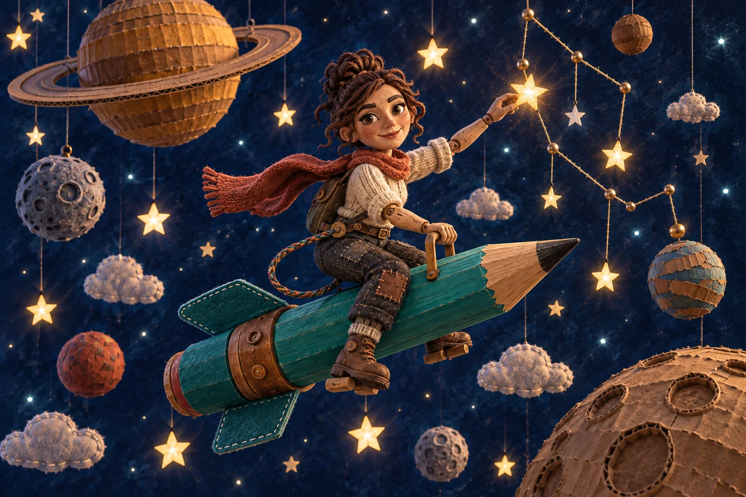 Wśród papierowych planet — Szablon sceny. W Twoim obrazie: 1 osoba z przesłanych zdjęć.