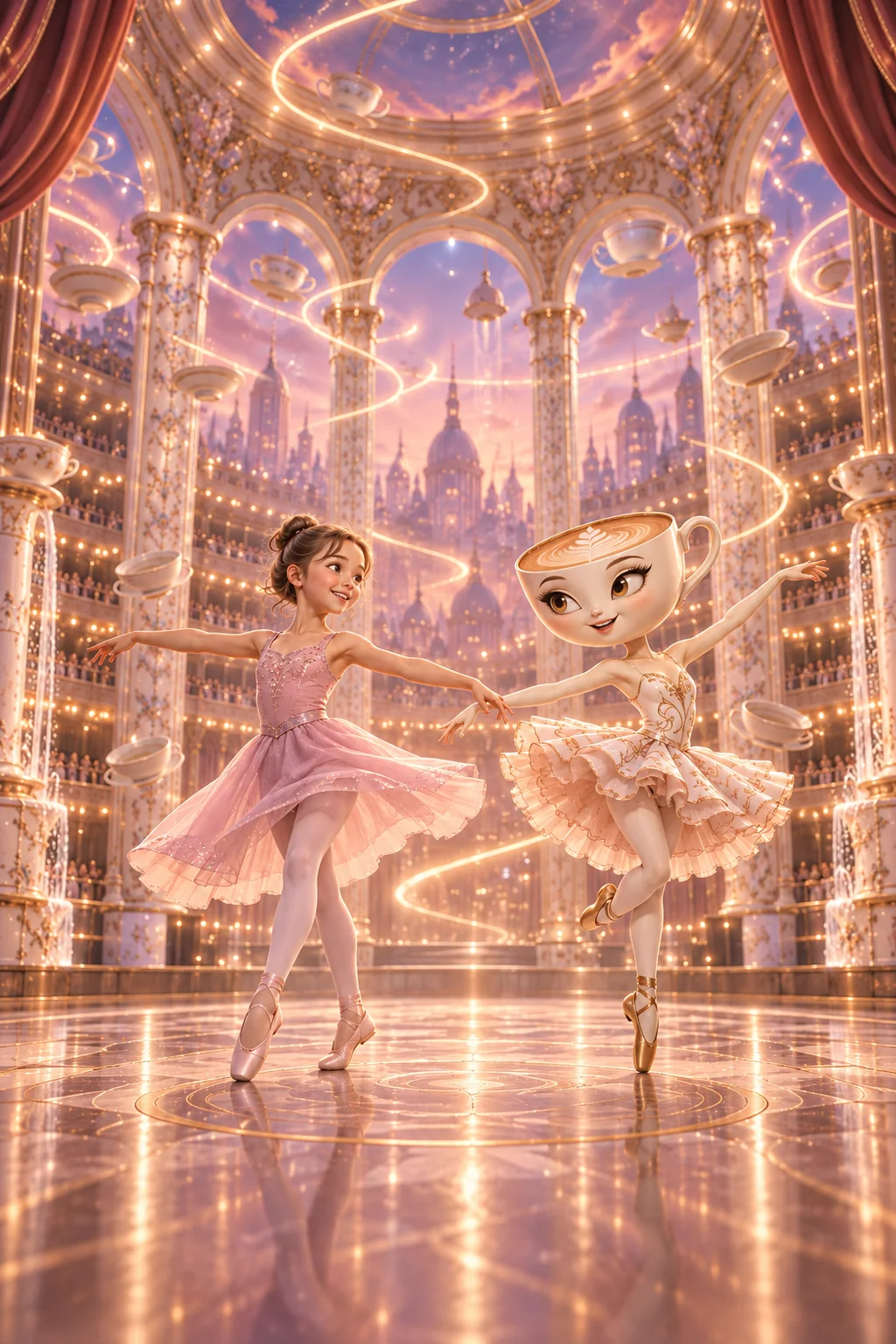 Ballerina: porcelanowa scena — Szablon sceny. W Twoim obrazie: 1 osoba z przesłanych zdjęć.